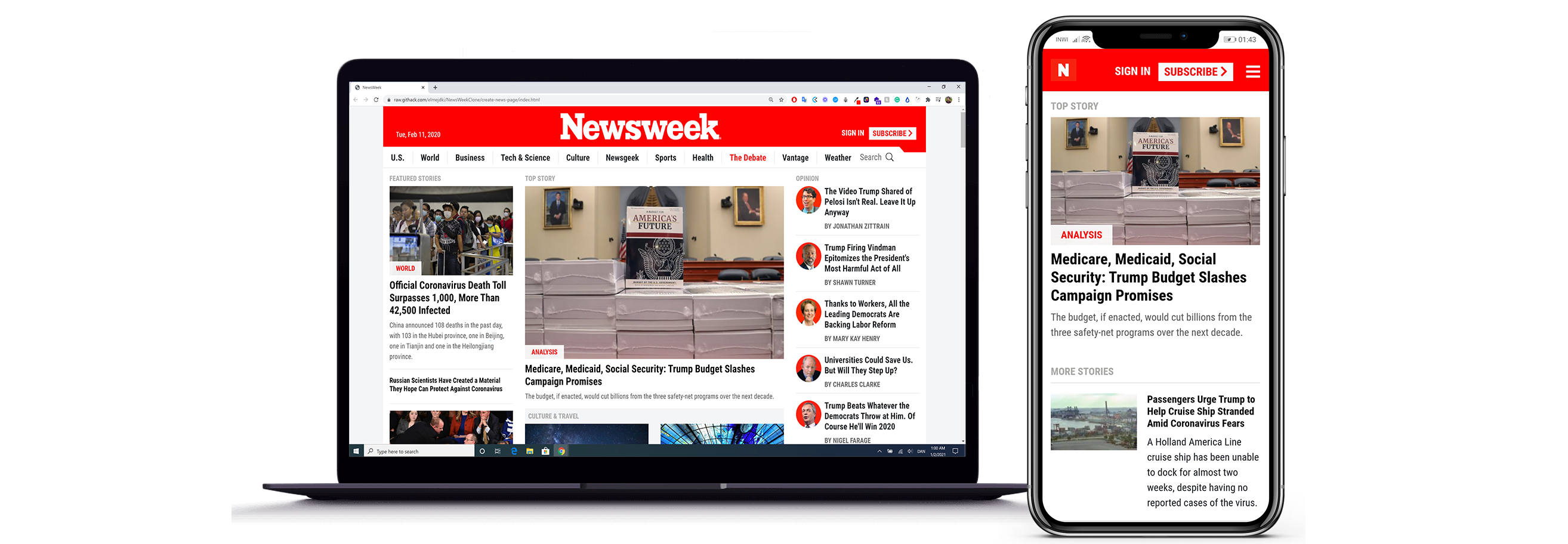 Newsweek display images on different view ports